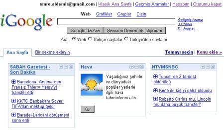 iGoogle Sayfamızı Oluşturalım - Modüller - 1