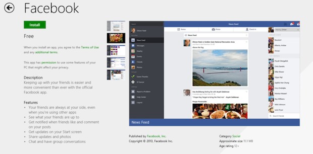 Windows 8.1 için Facebook uygulaması da hazır
