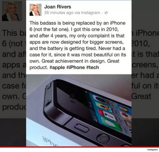 Rivers'ın hayaleti, iPhone 6'yı çok beğendi!