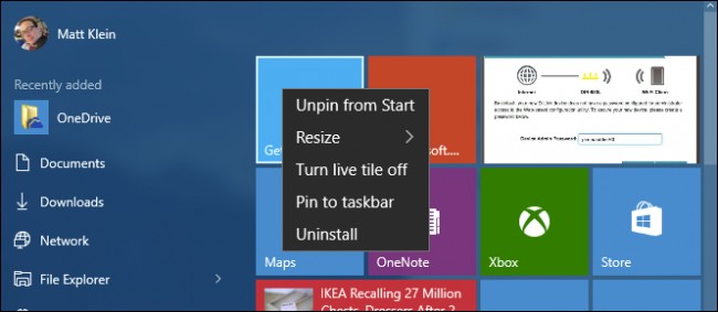 Windows 10 için Başlat menüsü ipuçları!