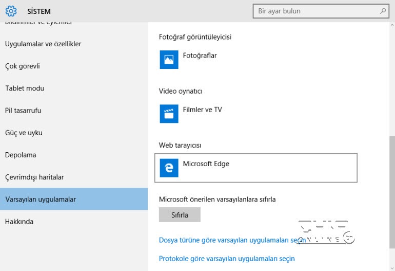 Windows 10'da web tarayıcısını değiştirmek