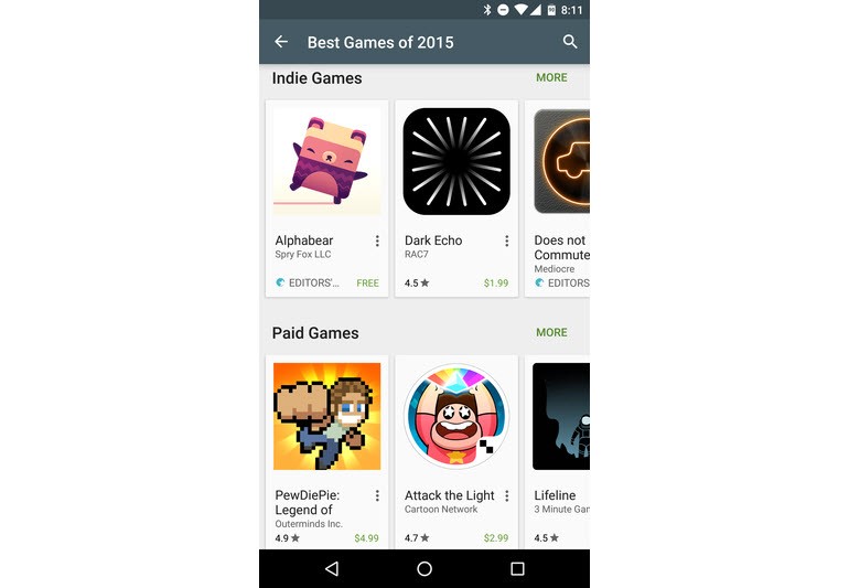 Play Store'da 2015'in en iyileri seçildi!
