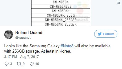 Samsung Galaxy Note 8'e 