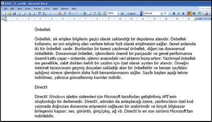 Bir Kelime İşlemcisinin Sunumu