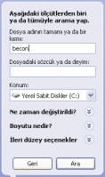 Dosyaların Windows ile aranması