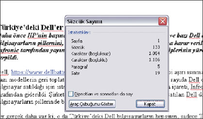Sözcüklerin Sayısı