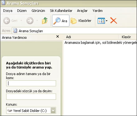 Windows'un Arama Seçeneğinden Yardım Alın