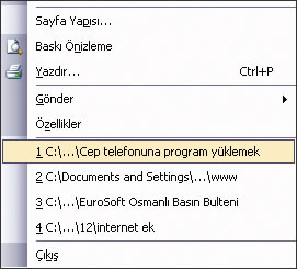 Son Kullanılan Belgelere Ulaşmak