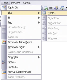 Tablo Yaratmak ve Düzenlemek