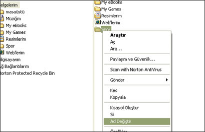 Fare'yi Kullanarak Dosya İsimlerini Düzenlemek