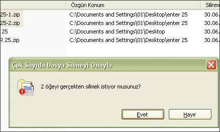 Geri Dönüşüm Kutusu'na Göndermeden Silmek