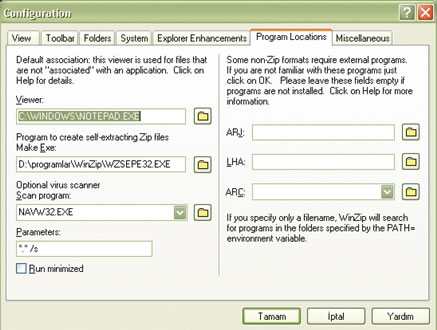 WinZip Programının Ek Özellikleri