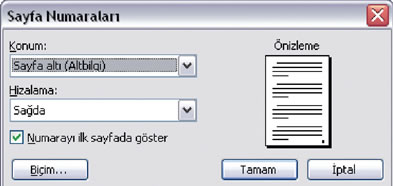Sayfalara Üstbilgi ve Altbilgi Eklemek