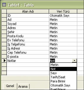 Tabloları Oluşturmak