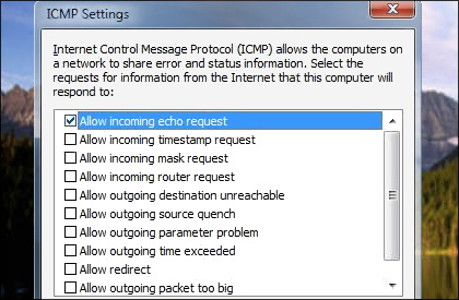 ICMP ve mesaj engelleme
