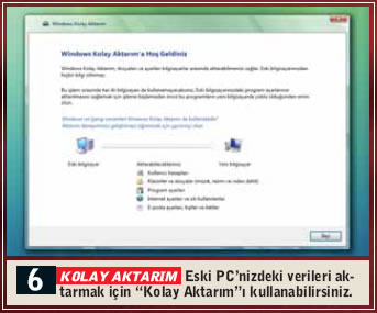 Vista'nın baştan kurulumu: Eski verilerin aktarımı