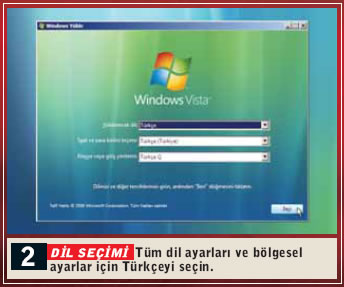 Yeni PC'ye Vista kurulumu: 1 saatte Vista hazır