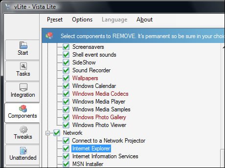Vista'yı kurmadan önce hafifletin: vLite