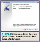 Adım adım Geri Yükleme Noktası oluşturmak