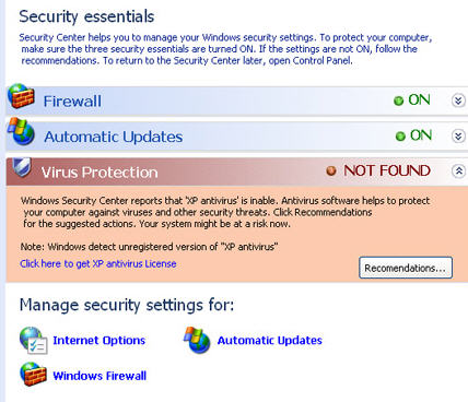 Sahte Windows Güvenlik Merkezi