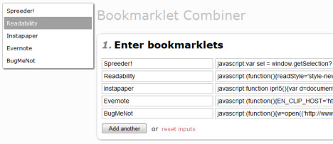 BugMeNot ve Bookmarklet Combiner