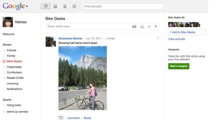 Google+ hizmetleri Circles, Sparks ve diğerleri
