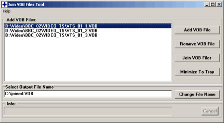 Ses CD'si yazma, VOB dosyalarını birleştirme