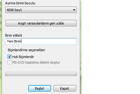 Peki hızlı biçimlendirme ne yapıyor?