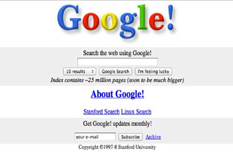 1998'in ve bugünün Google'ı