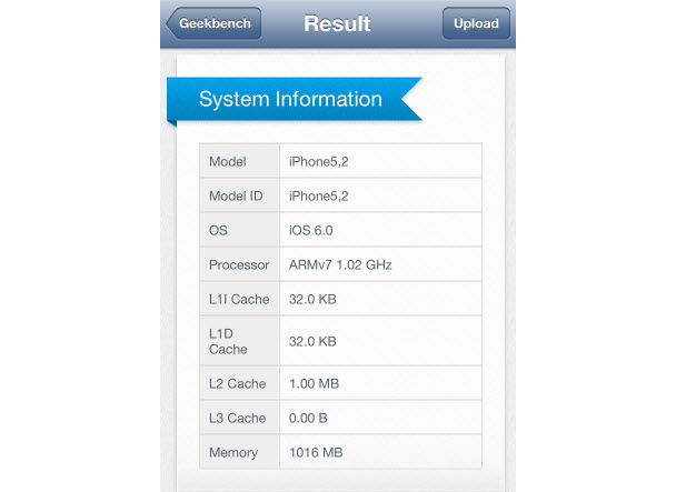 iPhone 5, Geeekbench hız testinde
