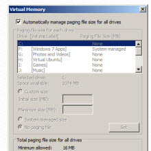 Yanlış ayarlanmış bir takas dosyası