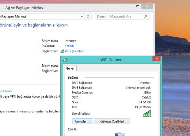 Windows 8'de DNS ayarını değiştirmek