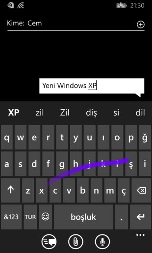 Swype benzeri çizerek yazma ve Internet Explorer