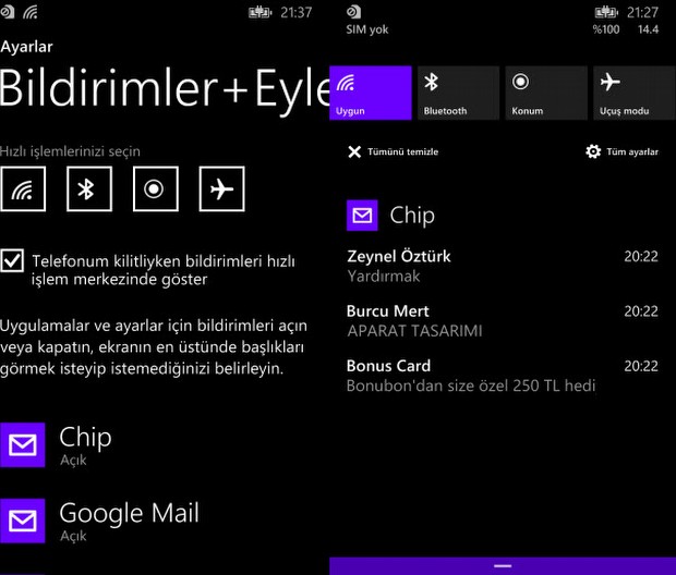Yeni bildirim merkezi
