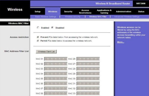 MAC filtreleme ve statik IP adresleri
