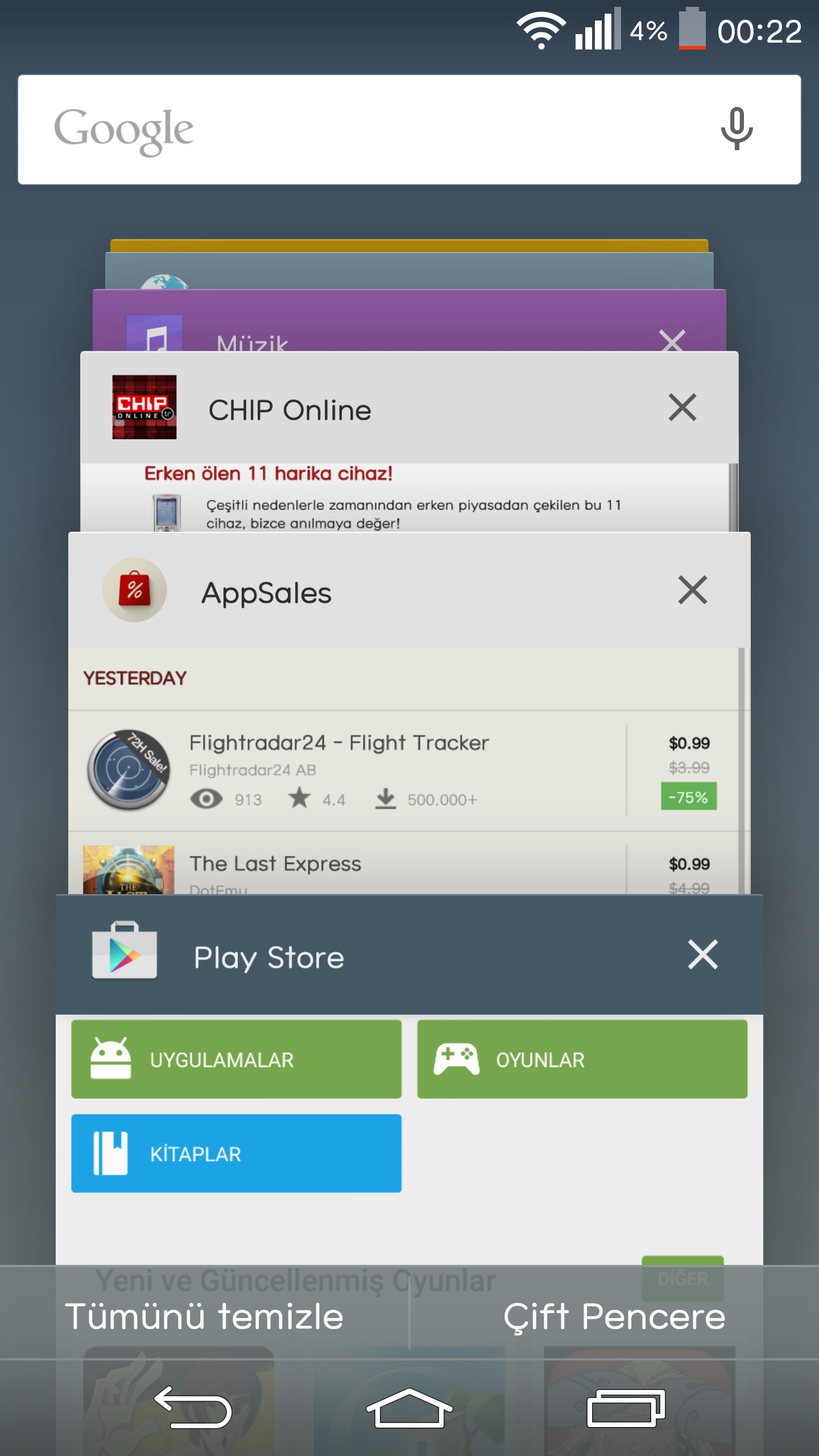 Çoklu görev ekranı