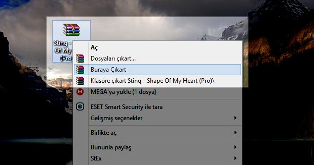 Dosyaları rar içerisinden çıkartmak