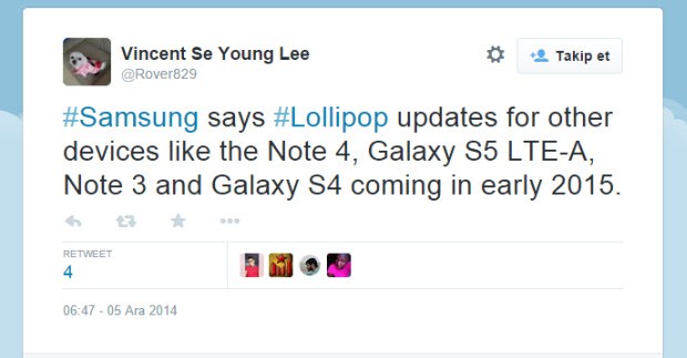 Galaxy Note 4 ve diğerlerine Lollipop müjdesi
