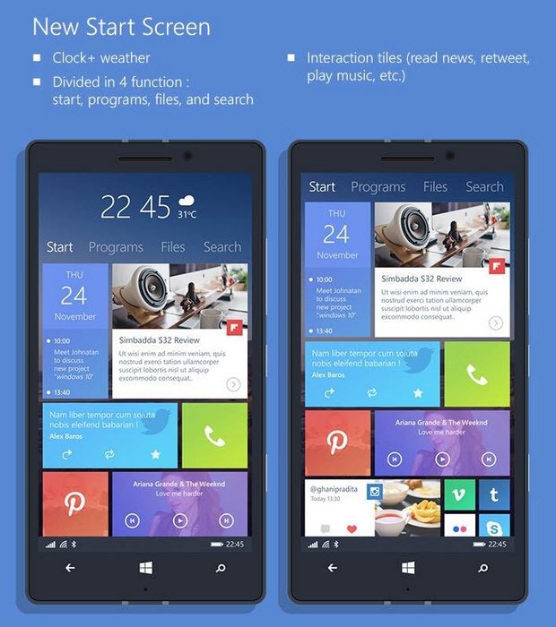 Telefonlara özel Windows 10 konsepti!