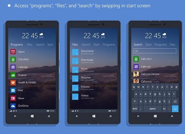 Telefonlara özel Windows 10 konsepti!