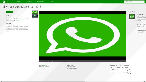 Windows Store'daki sahte WhatsApp'a dikkat!