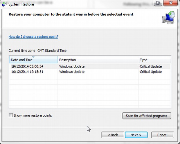 Diğer geri yükleme imkanları