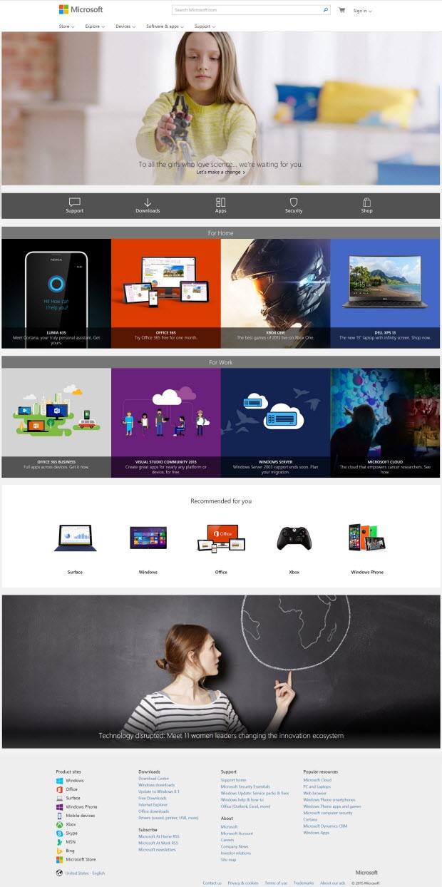 Microsoft.com'a Windows 10 dokunuşu!