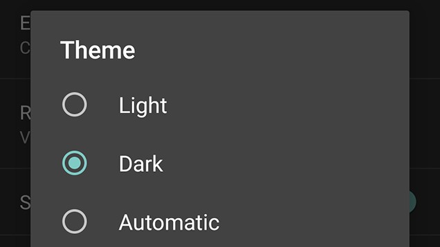 Koyu tema seçeneği
