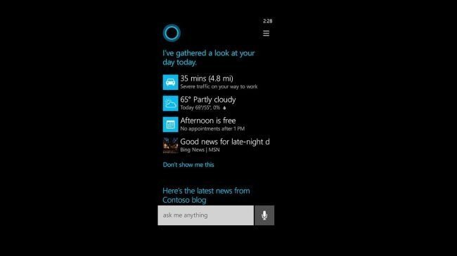 1. Cortana geliyor