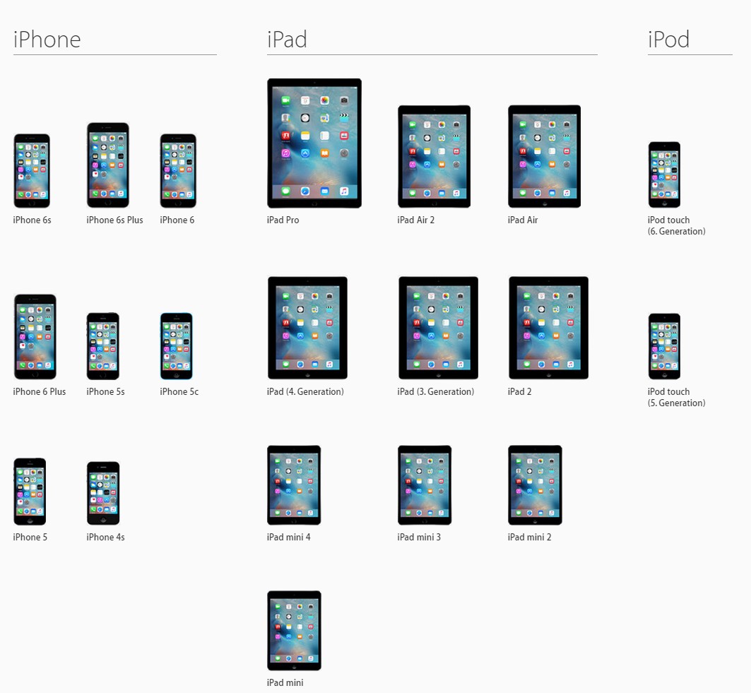 iOS 9'a uyumlu iPhone ve iPad'ler