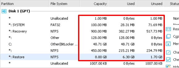 Windows 10'un gizli disk bölümleri...