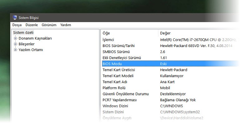 PC'niz BIOS mu, UEFI mi kullanıyor?