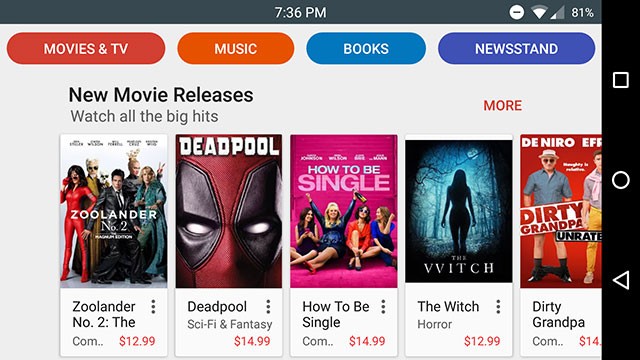 Müzikler, podcast'ler, ekitaplar, filmler, fazlası