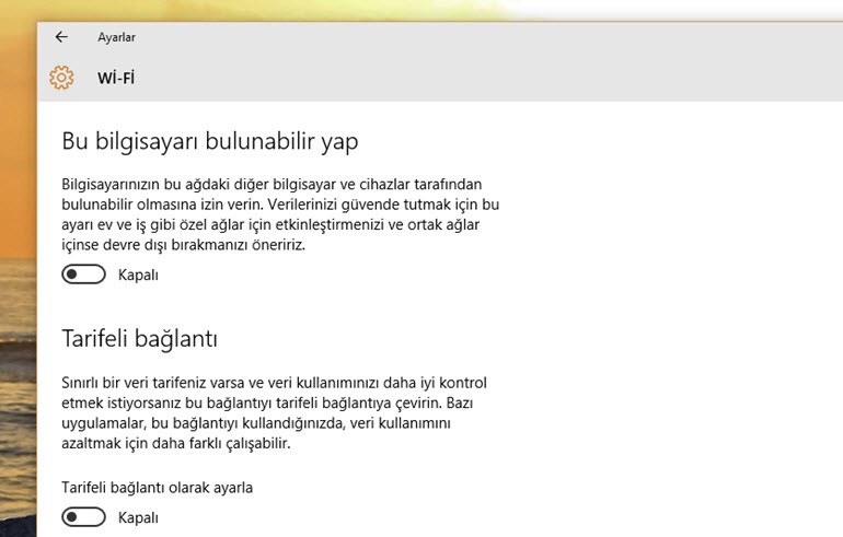 Windows 10 Home için tarifeli bağlantı hilesi